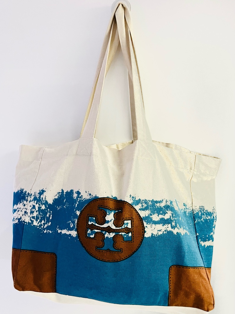 Tory Burch Canvas Shopper Beach Tote Bag
